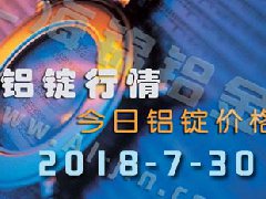 2018-7-30鋁錠行情：上海等各地今日鋁價鋁錠價格